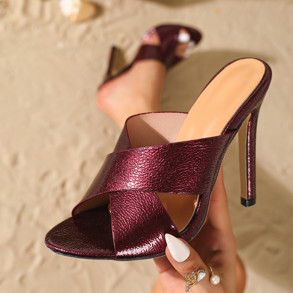 夏季新款细跟时尚欧美超高跟时装女鞋2026气质交叉带鱼嘴凉拖鞋