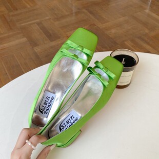 瓢鞋 方头单鞋 浅口蝴蝶结低跟粗跟仙女鞋 春季 女2025年新款