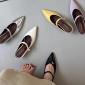 新款 半拖鞋 法式 气质百搭包头鞋 一字扣尖头一脚蹬凉拖鞋 2025韩版