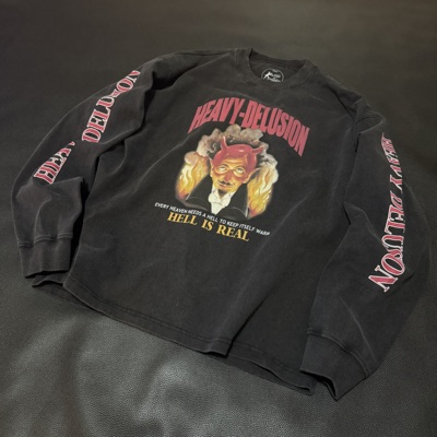 H-DHELLISREAL旧机车水洗T恤