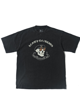 H-D  HELL IS REAL 珊瑚火 复古机车 重磅小领口 短袖T恤