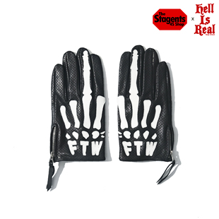 H-D HELL IS REAL x STAGENTS 骨头中指机车皮手套