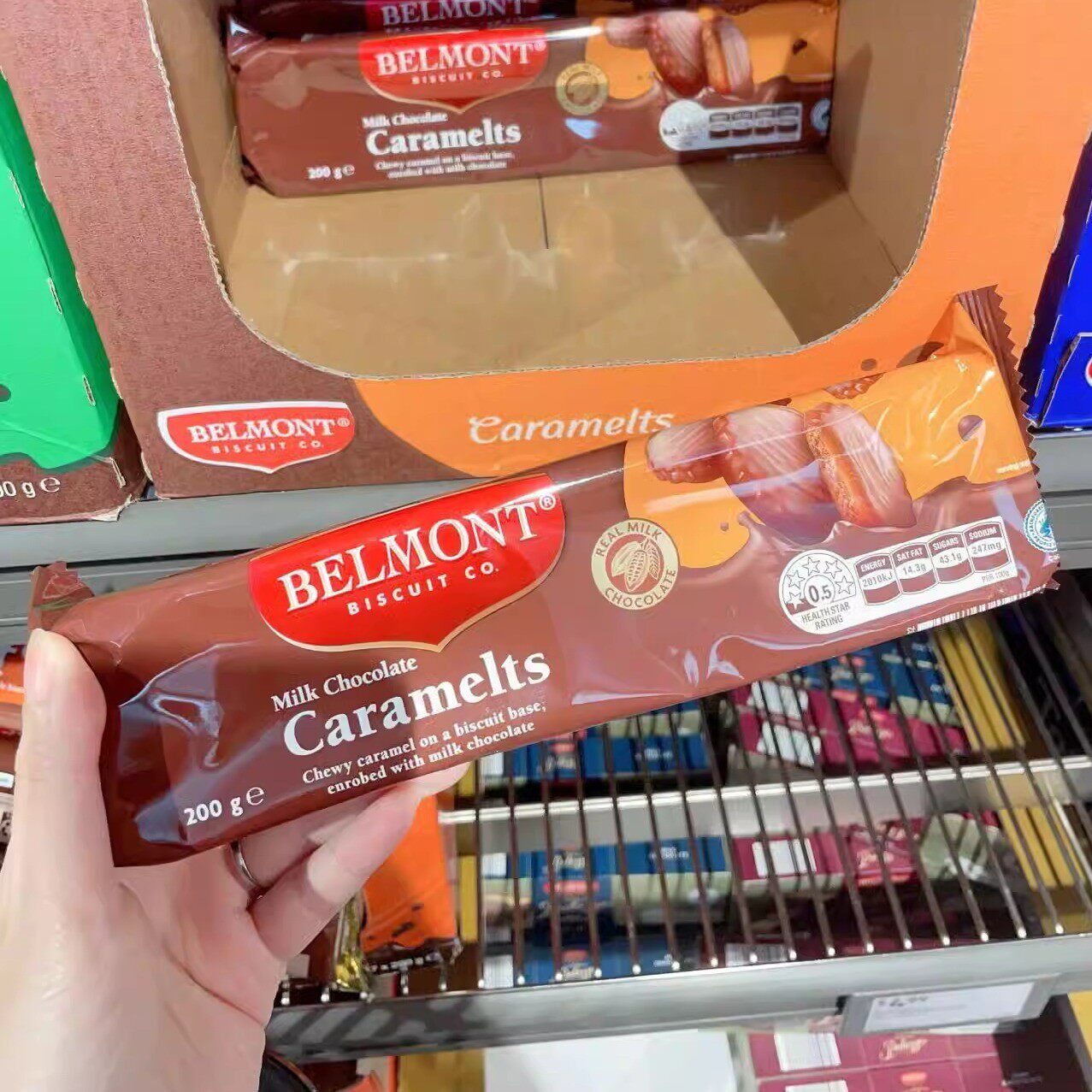 澳洲代购直邮belmont欧式牛奶夹心巧克力薄荷口味饼干 200g