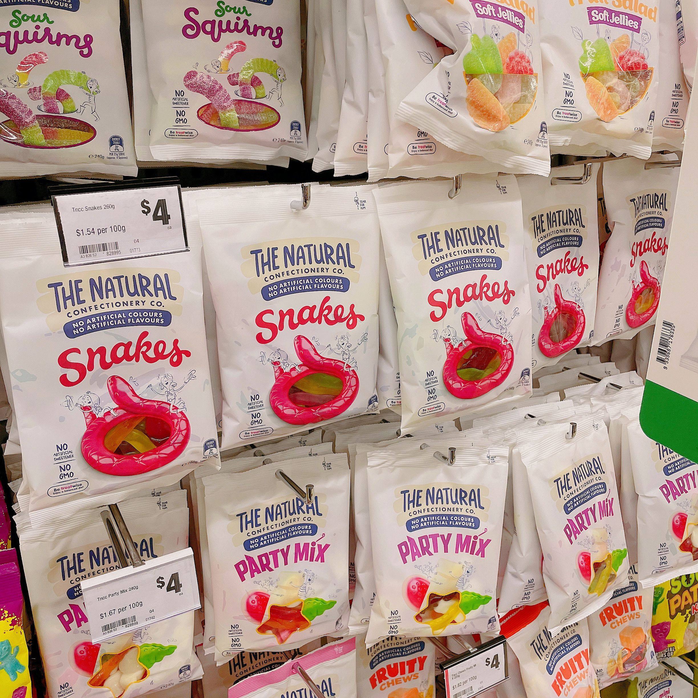 澳洲直邮natural confectionery健康无色素tncc99脱脂橡皮糖 200g