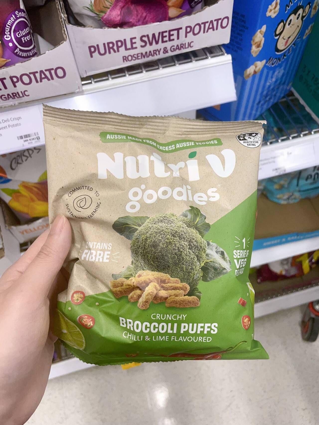 澳洲代购直邮Nutri V Goodies美味营养脆脆健康南瓜西兰花泡芙70g