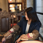 卡通保暖袖 袖 套羽绒服学生办公工作护袖 毛绒加厚加长款 防污套袖