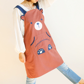 韩版 可爱时尚 卡通画画罩衣有袖 新款 反穿衣防污厨衣工作服无袖 围裙