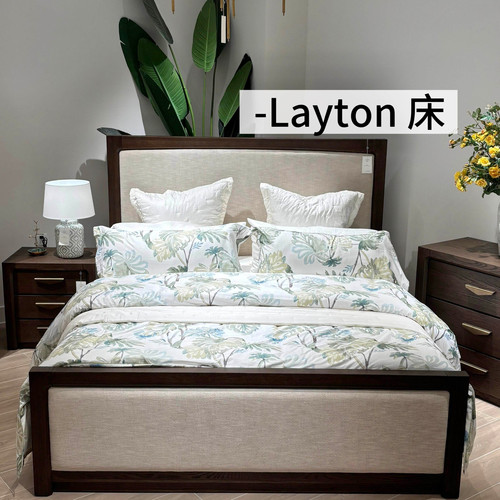 HH美式Layton布艺双人床 harbor简美乡村卧室实木床婚床可定制