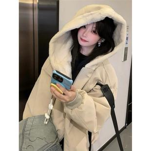 2025超火巨好看的冬装外套棉服女短款小个子加绒加厚保暖连帽棉袄