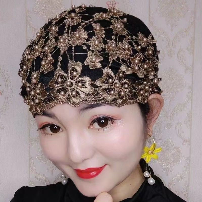 2025薄款包头帽烫钻绣花妈妈帽子