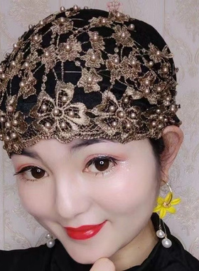 新款百搭包头帽烫钻绣花妈妈帽时尚遮发套头帽堆堆帽民族纱巾帽