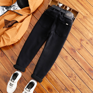 中大童黑色牛仔裤男童修身牛仔小脚裤男孩窄版长裤儿童瘦版裤子潮