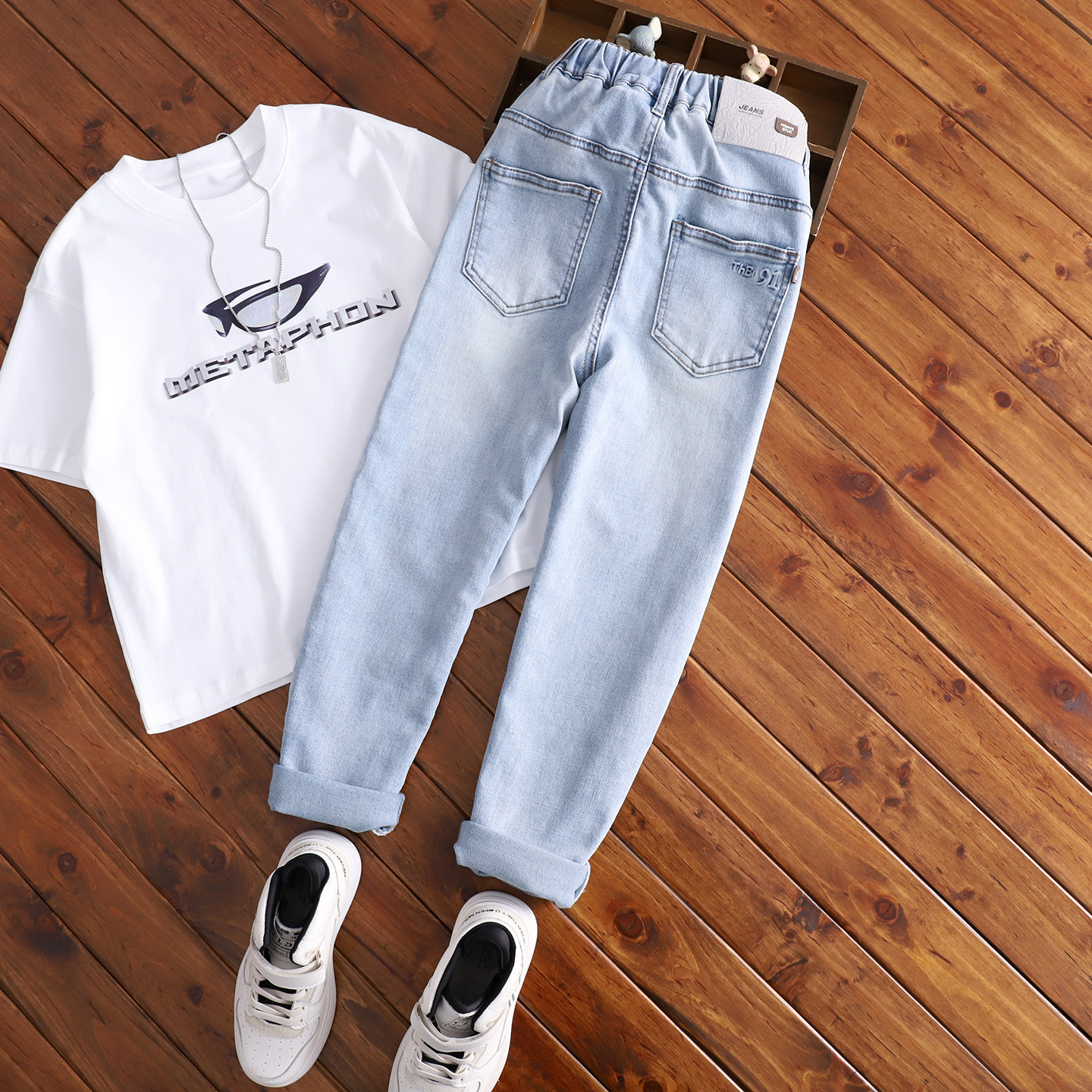 男童瘦版牛仔裤中大童春夏修身小脚裤儿童中大童弹力百搭休闲长裤