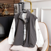 男童灰色立领休闲马夹中大童马甲潮童春秋装 宽松帅气儿童外套