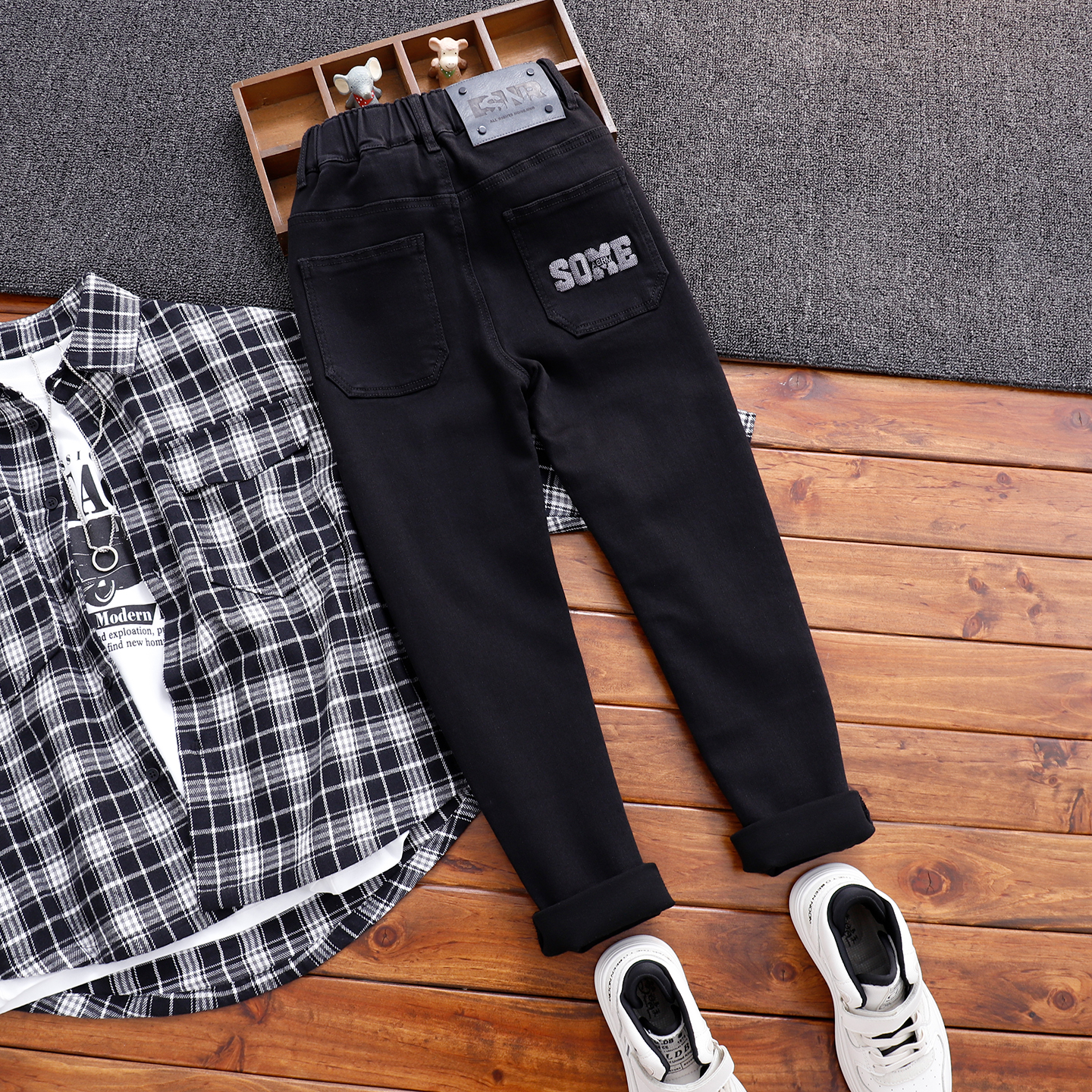 男童瘦版牛仔裤中大童修身长裤