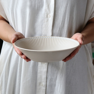 釉下彩日本进口美浓烧十草陶瓷深餐盘西餐盛菜汤汁意面炖菜大盘子