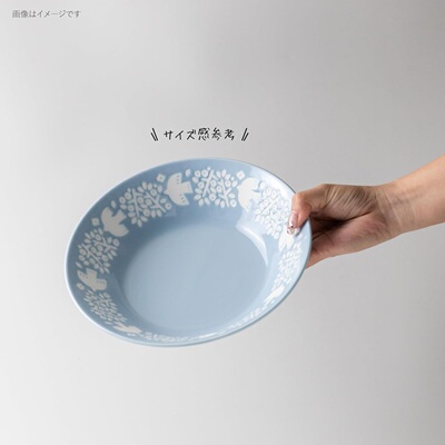 日本美浓烧釉下彩陶瓷小鸟深餐盘