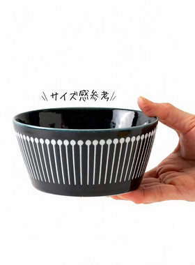 日本美浓烧釉下彩陶瓷饭碗甜品小