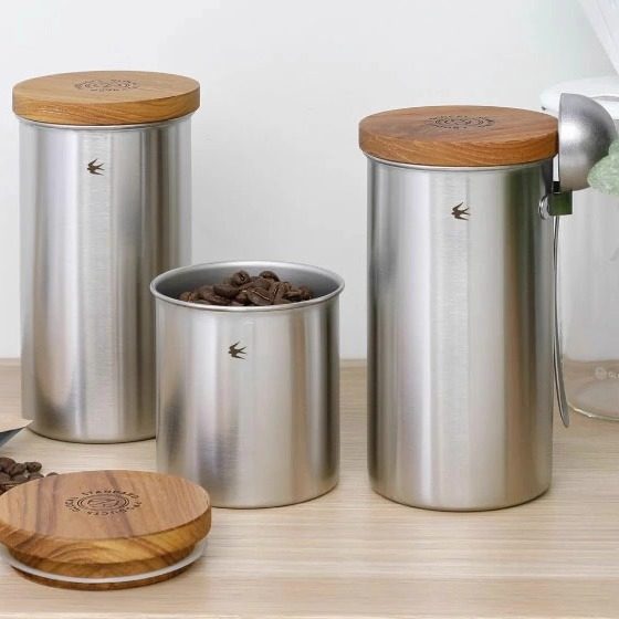 清仓进口日本制gsp复古不锈钢存储罐保存密封咖啡粉豆勺木盖,厨房/烹饪用具,密封罐,淘宝优惠券,粉丝福利购,淘宝优惠卷