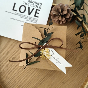 文艺复古喜糖盒森系北欧草坪婚礼喜糖盒子尤加利叶伴手礼小礼盒