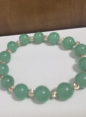 高品相东陵玉帝王绿单圈手链东菱珠串珠链玫瑰金隔珠10m女生饰品