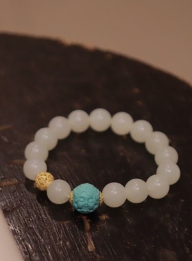 和田玉*合欢手串*k金镶嵌C22071801（多样性发货）