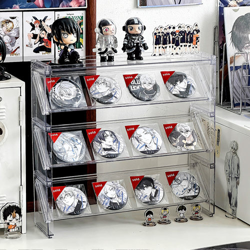 吧唧收纳架透明亚克力阶梯置物架