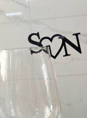 Custom Initials Wedding Drink Tags定制首字母婚礼酒杯装饰品