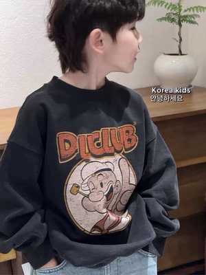 现货2025冬童装韩系男中大童初中生亲子加绒加厚街舞卫衣