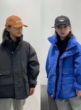 现货波拉韩国童装男女童中大童2022冬装过年夹克外套工装羽绒服