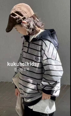 现货2025冬童装韩系男中大童初中生亲子加绒加厚街舞连帽卫衣