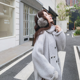 2C077-3053新款主推款70毛双面呢大衣配围脖P285K428，女装毛呢外套，2C077