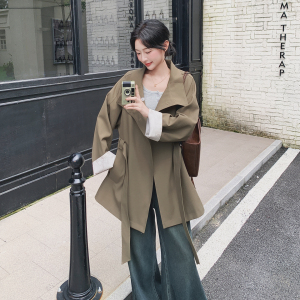 深棕色设计感立领淡人风衣女2025秋季新款高级感气质收腰百搭外套图片