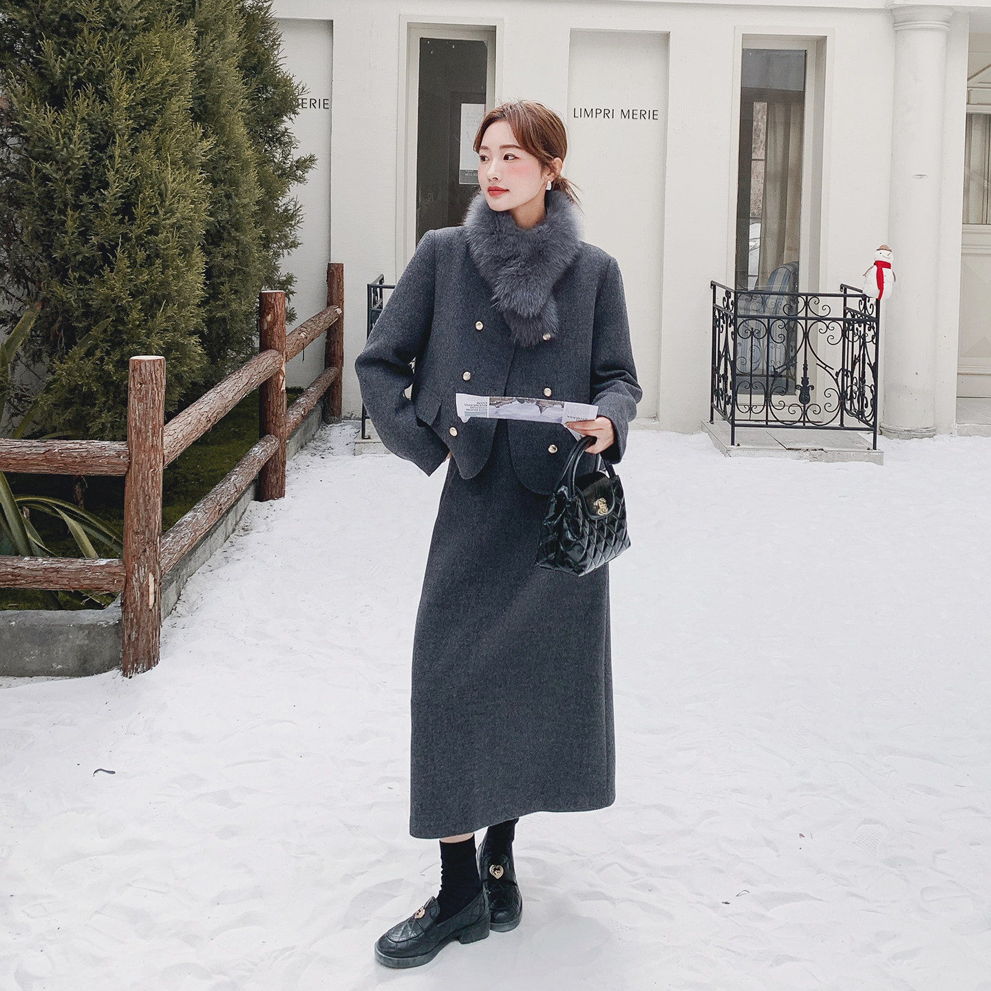 2C077-3062新款主推款90绒羽绒服套装P305K458配毛领，女装羽绒服，2C077