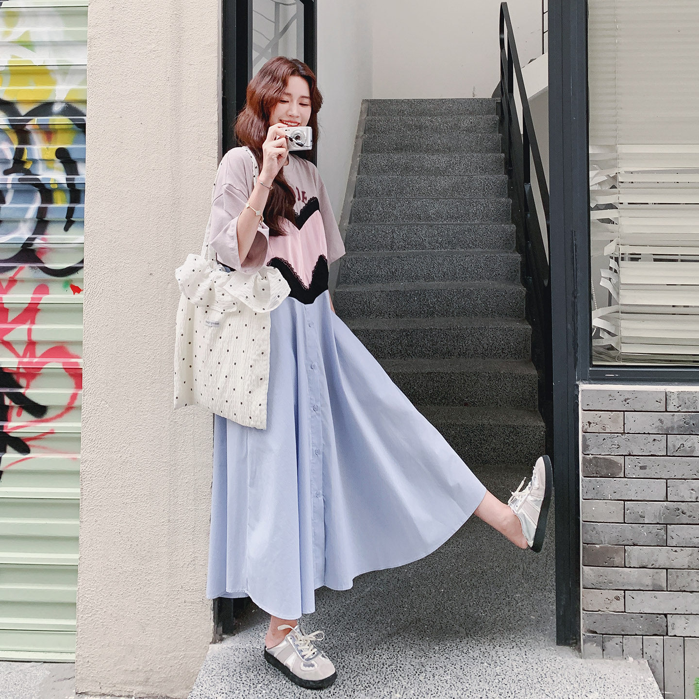 设计感撞色拼接连衣裙女2025夏季新款度假慵懒风宽松遮肉休闲长裙,女装连衣裙,2C077
