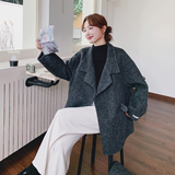 2025新款冬季灰色双面羊毛立领大衣浪漫高级感小个子淡人毛呢外套，女装毛呢外套，2C077