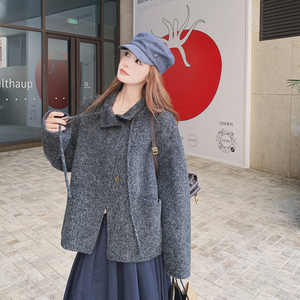 流行爆款气质羊毛双面羊绒大衣女冬新款小个子短款加厚毛呢外套图片