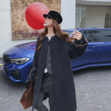 复古韩系格子围巾羊绒双面呢子大衣女秋冬新款小个子加厚毛呢外套，女装毛呢外套，2C077