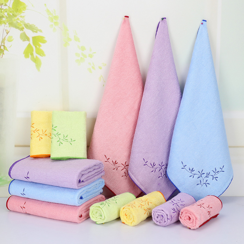 2条装 洁丽雅情侣毛巾 竹纤维柔软6503方巾洁肤洗脸巾洗澡大成人