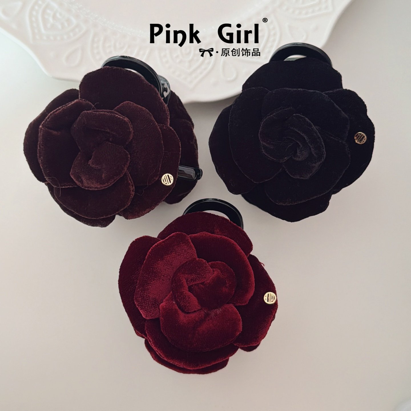 高级丝绒花朵抓夹8cm后脑勺盘发夹精致时尚鲨鱼夹,饰品/流行首饰/时尚饰品新,发饰,淘宝优惠券,粉丝福利购,淘宝优惠卷