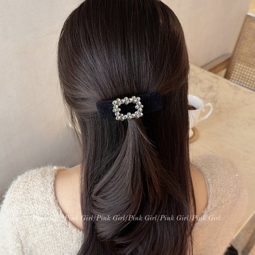 气质优雅小香风弹簧夹8cm简约百搭丝绒发夹发饰