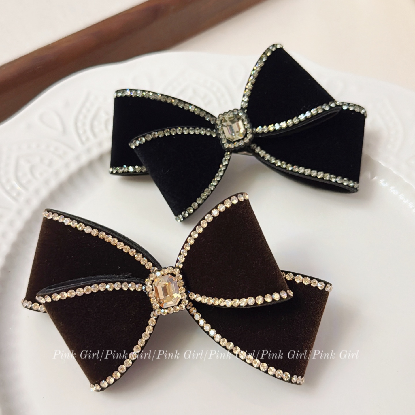 法式复古小香风绒面弹簧夹8cm优雅气质发夹发饰