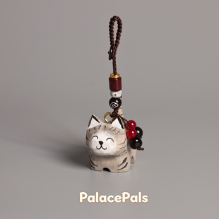 手工木雕猫咪小猫编织钥匙扣桃木梅花挂件书包汽车挂饰生日礼物女