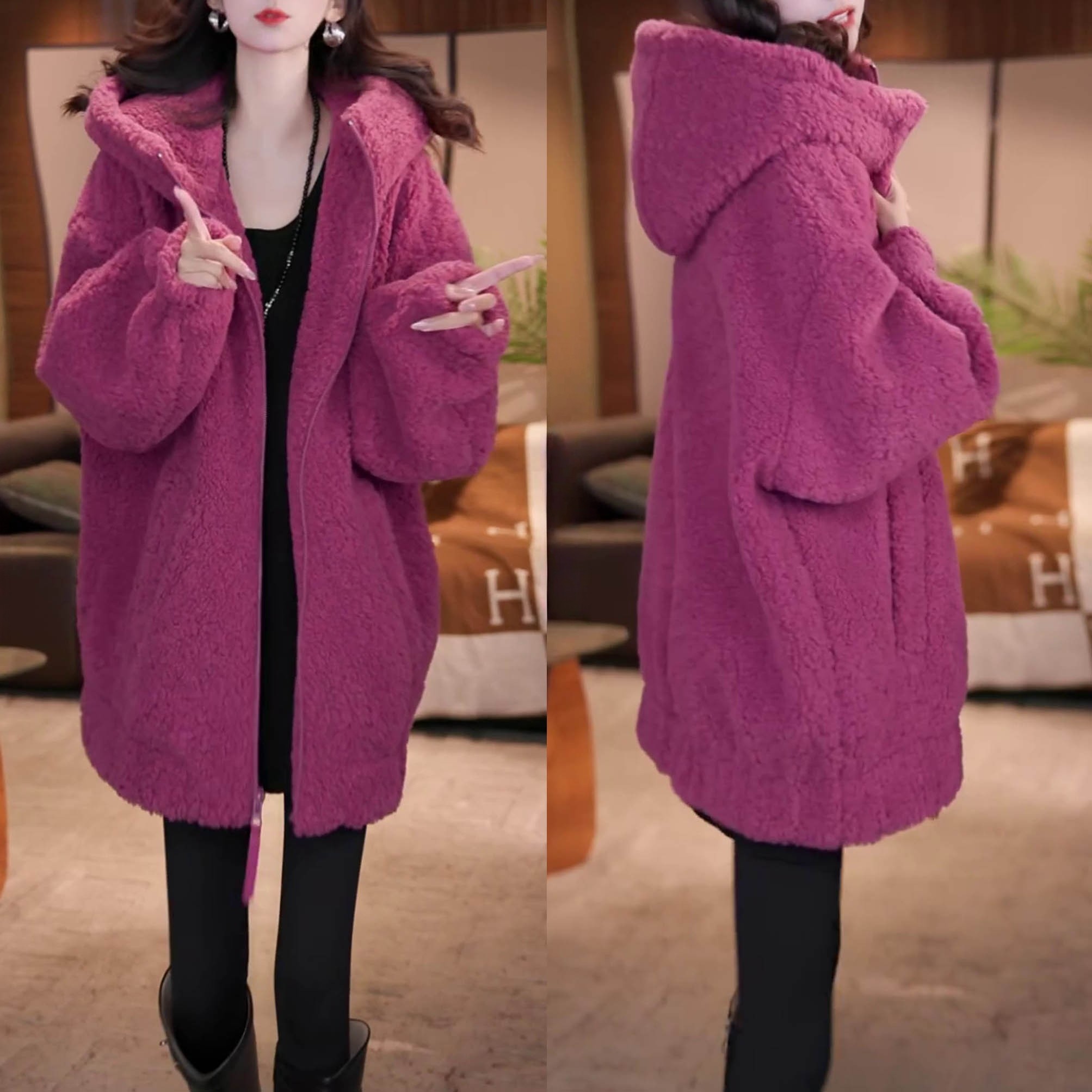 时尚简约百搭加厚保暖连帽上衣2025冬季新款洋气宽松显瘦短外套潮,女装/女士精品,短外套,淘宝优惠券,粉丝福利购,淘宝优惠卷