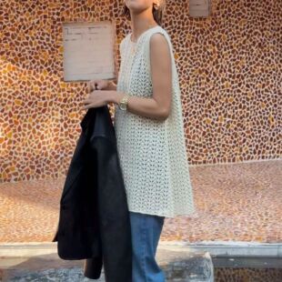 洋气设计感镂空罩衫 韩系慵懒风针织无袖 时尚 新款 背心裙子2026春季