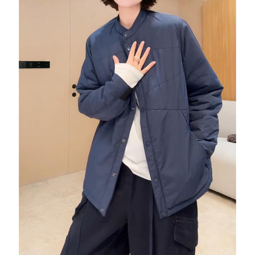 极简风显瘦百搭设计感棉服上衣