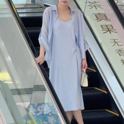 外搭吊带连衣裙子两件套