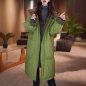 时尚 双面穿棉衣 加厚保暖中长款 休闲百搭连帽棉服外套2025冬季 新款