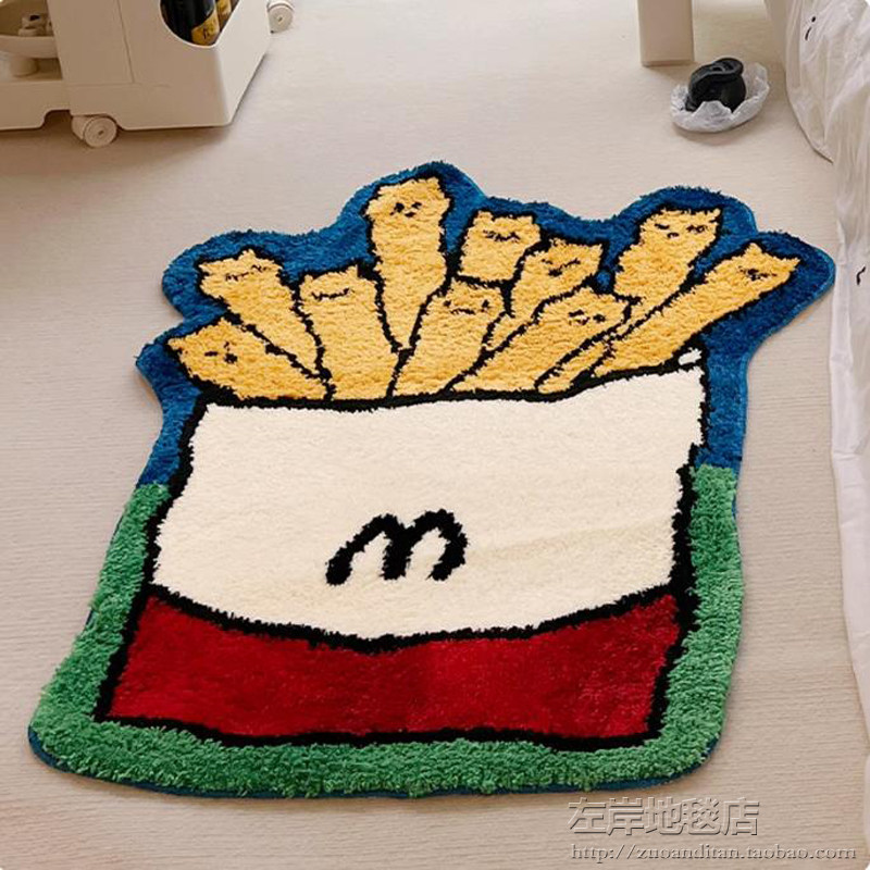 可爱异形M薯条人地垫客厅卧室床边毯玄关门口吸水防滑地垫可机洗,居家布艺,地毯,淘宝优惠券,粉丝福利购,淘宝优惠卷