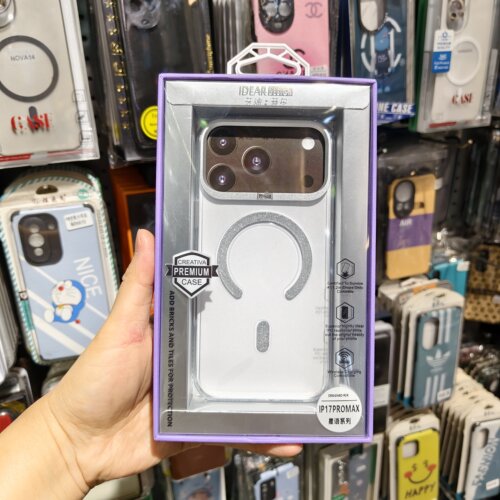 IDEAR适用苹果iPhone17 Promax带磁吸环手机保护套全包硅胶软边高清透明硬壳防摔金属镜头按键奢华闪粉镶钻石